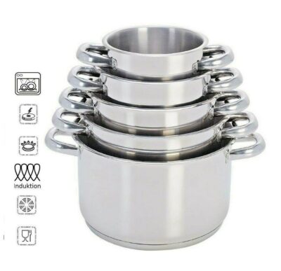 Set 5 casseruole in acciaio inox